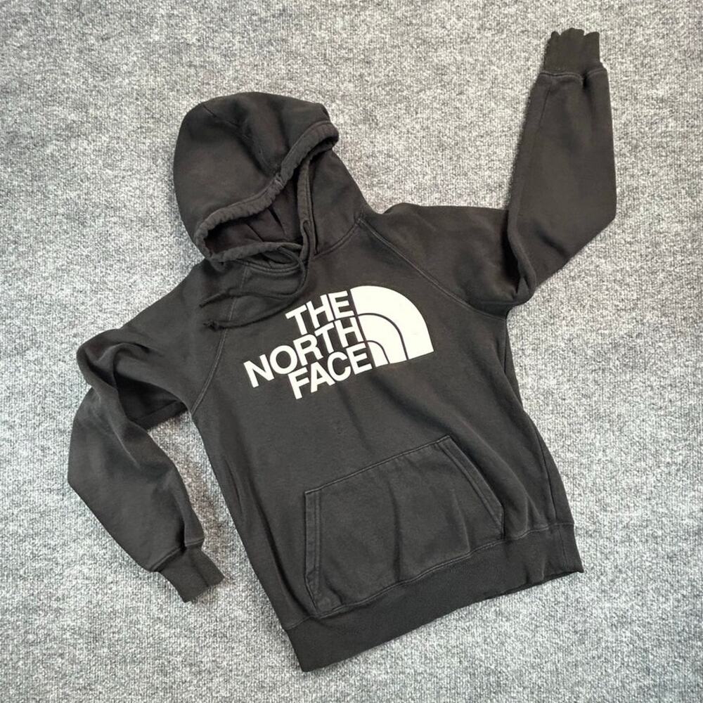The North Face Women’s XS Faded Black Large Logo Pullover Hoodie Sweatshirt